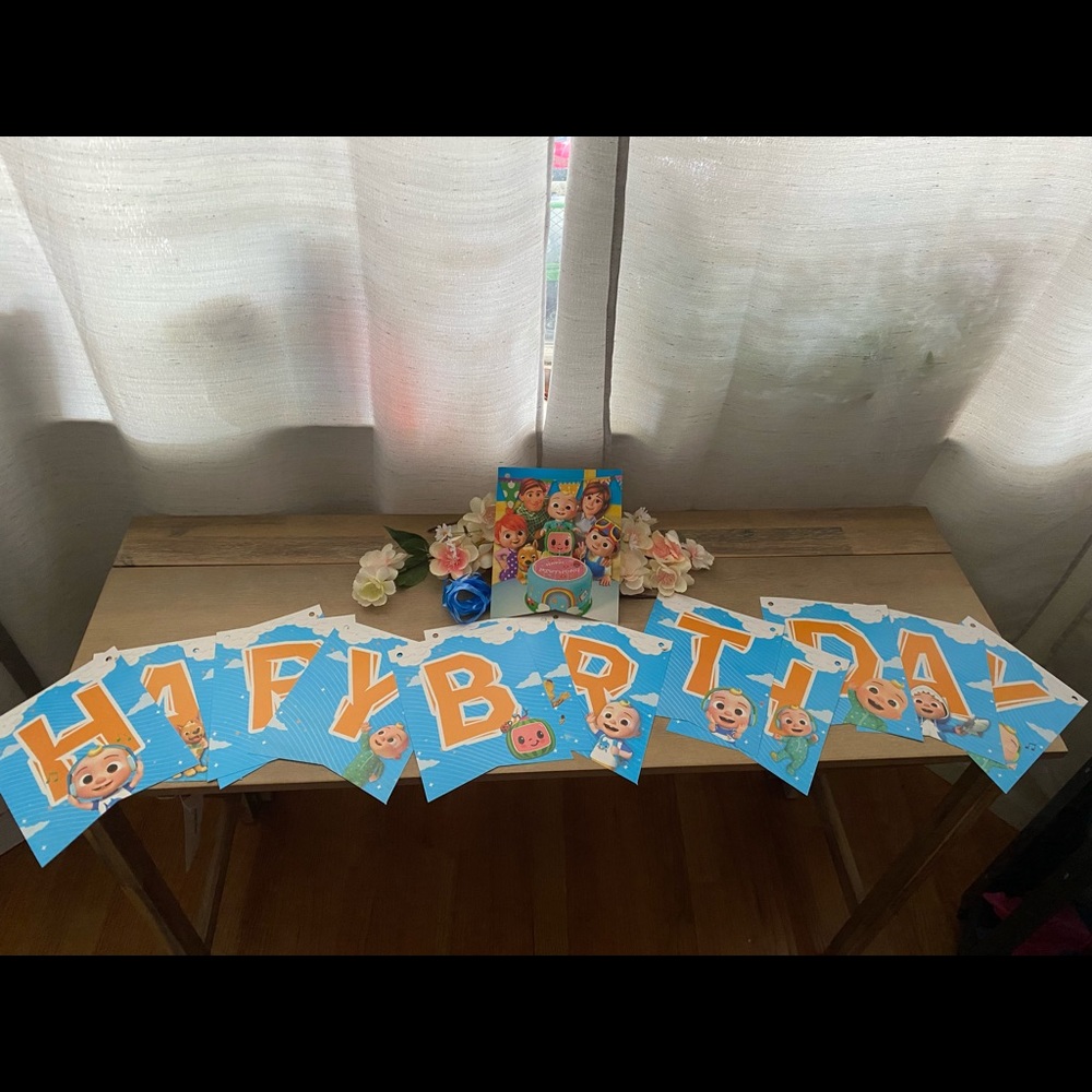 Cocomelon banner , cake topper and cupcake picks